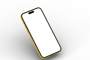 High-quality image of a yellow smartphone with a blank screen, perfect for app presentations or website mockups.