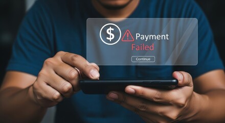 A person is trying to make a payment on their smartphone but receives a payment failed notification