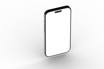 High-quality photo of a black smartphone with a blank screen, perfect for app presentations or website mockups.