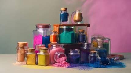 Color jars styled photography lifestyle inspiration balance harmony decorative composition cultural aesthetics creativity modern artistic vibrant apothecary design