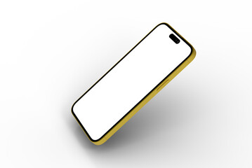 High-quality stock photo of a yellow smartphone with a blank screen, perfect for app presentations or mobile device designs.