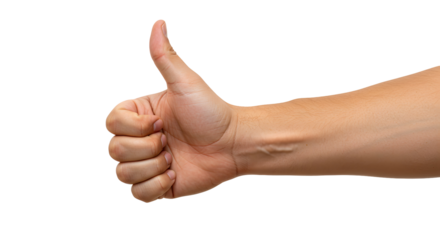 Hand Showing Thumb Up Gesture Against a Transparent Background