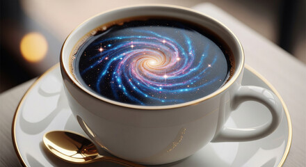 Espresso Cup with a Swirling Galaxy of Stars

