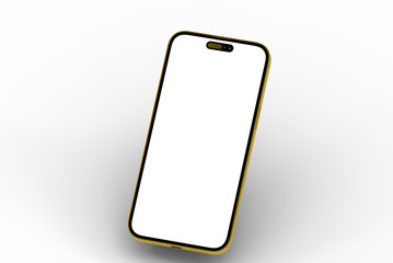 High-quality photo of a gold smartphone with a blank screen, perfect for app presentations or website mockups.