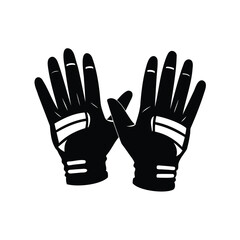 Black and white vector image of sports batting gloves for baseball, football gloves silhouette vector illustration