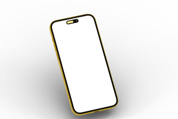 High-quality image of a gold smartphone with a blank screen, perfect for app presentations or website mockups.