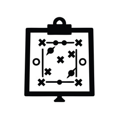 Strategic planning board demonstrating team positions and movements for sports or business, football strategy board silhouette vector illustration