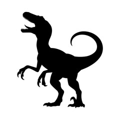 Velociraptor Silhouette Vector Illustration , Transparent Background
