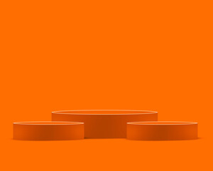 Bright Orange Podium Stage with 3D Cylinders