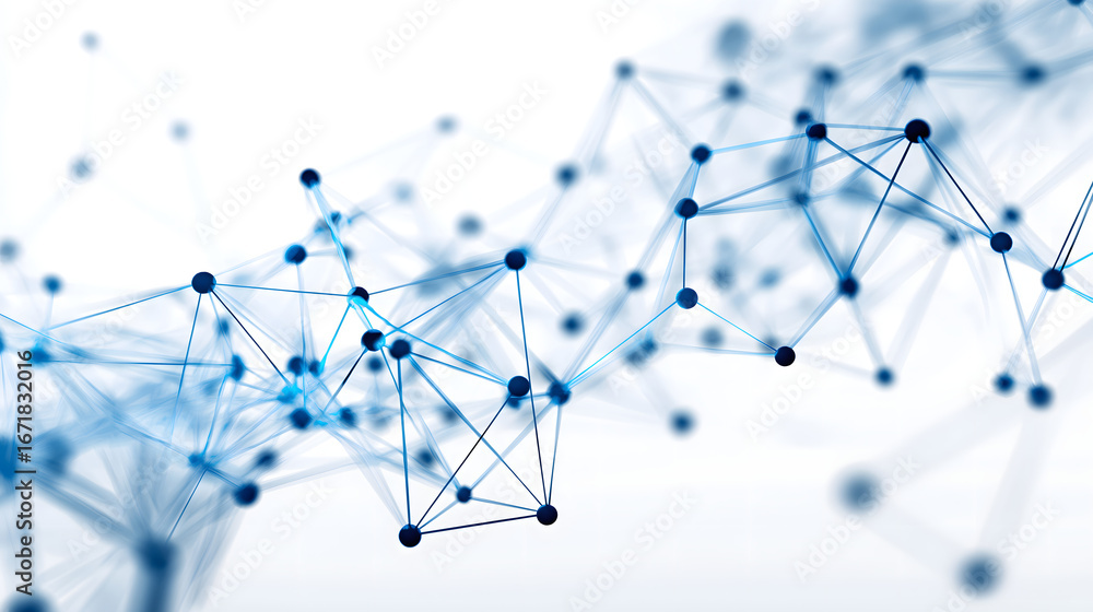 Wall mural abstract digital connections and network structures, network of nodes and connections