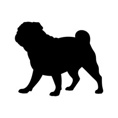 Bulldog Silhouette Vector Illustration , Animal Silhouette Vector