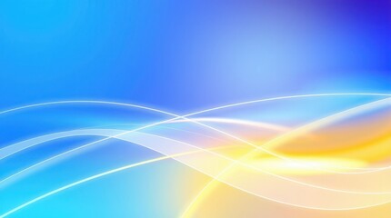 Abstract Yellow And Blue Gradient Background With Curved White Lines Ideal For Digital Design