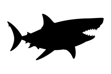 Shark Silhouette Vector Illustration , Animal Silhouette Vector
