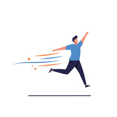 Man sprinting forward with outstretched arm, symbolizing ambition and speed in a minimalist style, conveying a sense of determination and forward momentum.