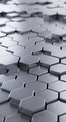 Obraz premium Polygonal Metallic Mosaic Pattern, Abstract Texture with Chrome Hexagons