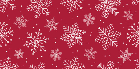red christmas seamless snowflake background banner vector illustration