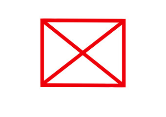 Red square with an x inside, isolated on transparent background