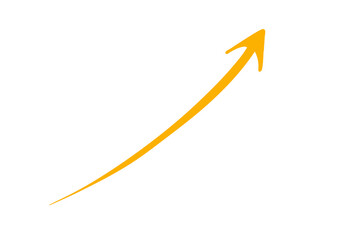 Yellow arrow pointing upwards on a transparent background, symbolizing growth and progress