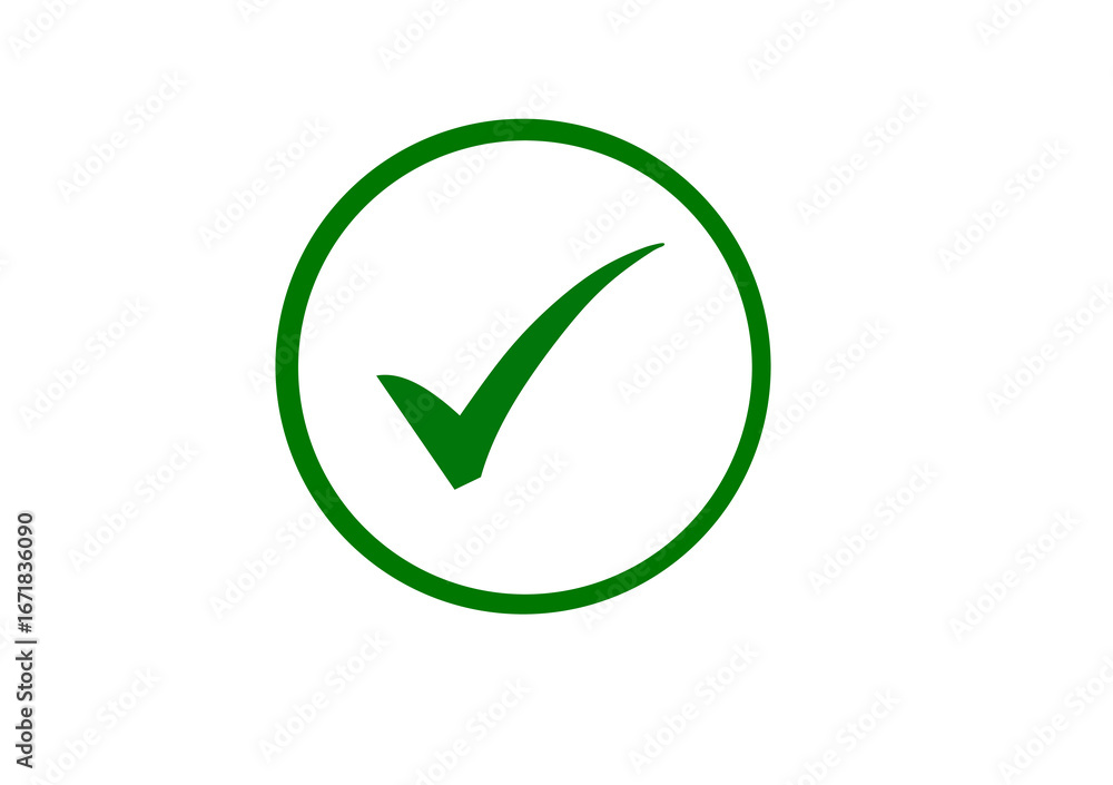 Poster green check mark inside a circle isolated on transparent background