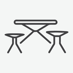 Stylish and Modern Nest of Tables Icon in Minimalist Line Art Design