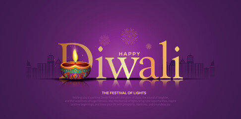 Happy Diwali festival of lights, holiday Background, Diwali celebration greeting card, creative vector illustration design. © RMAKE