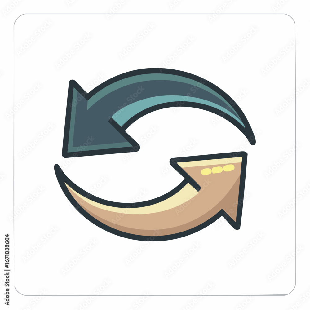 Poster circular arrows icon representing refresh, reload, or cycle concepts