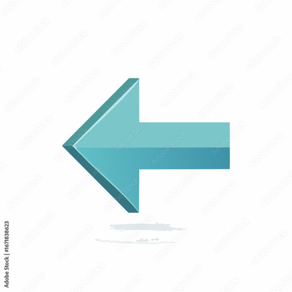 Poster 3d left arrow icon with shadow and gradient