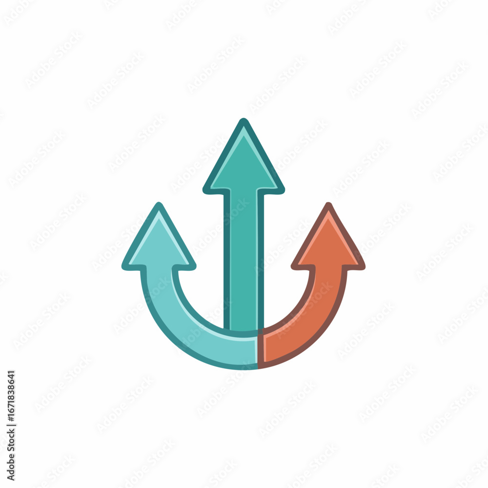 Poster three arrows converging and diverging for directional concepts