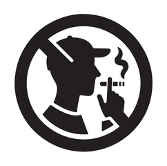 Smoke-Free Symbol Icon – Tobacco Ban Warning Label, Outline Silhouette