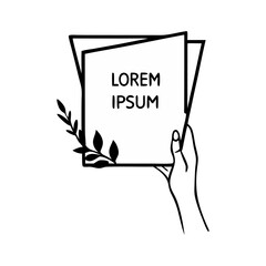 Beauty Aesthetic Hand Holding Flower Black and White Round Icons.