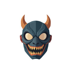 Flat colored monster mask vector illustration with transparent background 