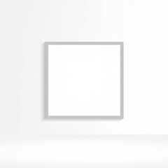 Fototapeta premium White Square Frame Mockup Against a Neutral White Wall Background
