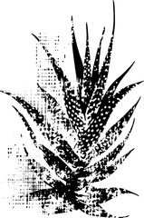 High contrast black and white stencil art of tropical plant design for urban decor