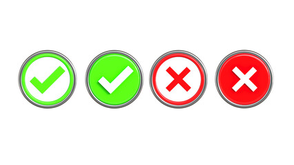 Business Decision Icons, Correct and Incorrect Symbols, Corporate Feedback Buttons, UI for Analytics and Strategy