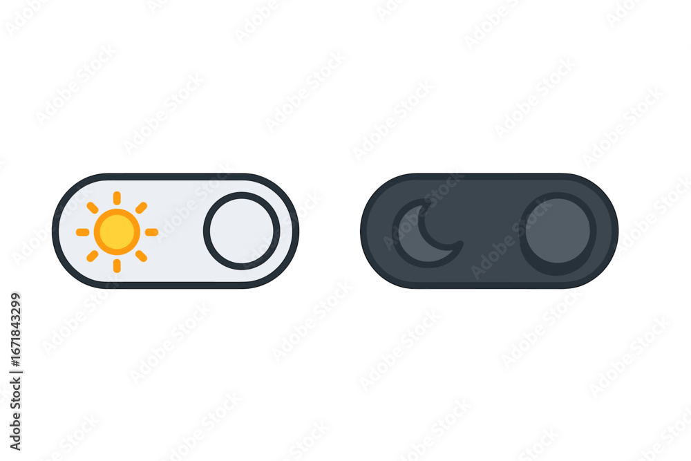 Fototapete vector day night switch concept. mobile app interface design. dark mode switch icon. day and night m