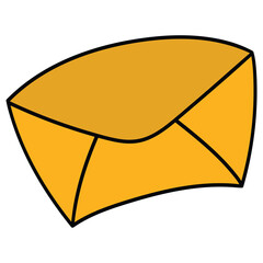 Hand-drawn cartoon yellow closed envelope on a white background.