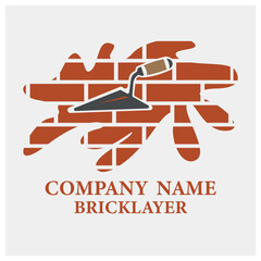 Bricklayer Company Logo Design Featuring a Brick Wall and Trowel for Construction Services