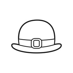 Simple pilgrim hat outline illustration – minimalist black vector with buckle for Thanksgiving crafts, coloring sheets, and fall educational materials.