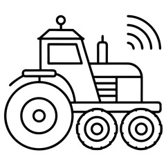 Autonomous Farming Machine Line Art Icon Vector Smart Agriculture Equipment Outline Design
