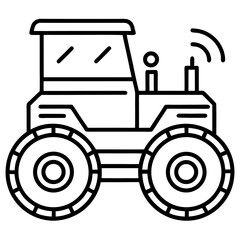 Autonomous Farming Machine Line Art Icon Vector Smart Agriculture Equipment Outline Design