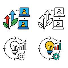 Online Collaboration and Innovation Cycle vector icons isolated in white background, Business icon