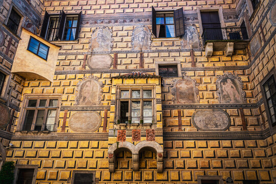 Renaissance Sgraffito Facade at Česk&yacute; Krumlov Castle 