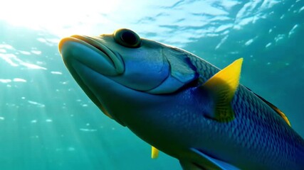 Close up view of a colorful reef fish swimming in the shallow tropical ocean waters