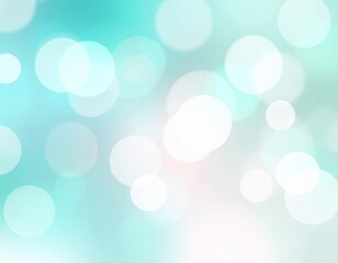 Turquoise Blurred Bokeh Light Background with Shiny Circular Highlights and Soft Festive Texture