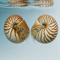 Two Nautilus under the water