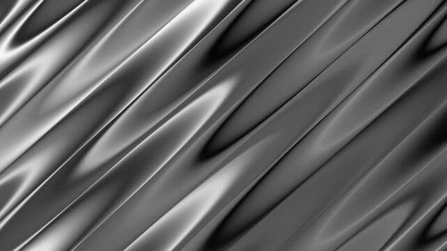 Silver metallic gradient background video. Slow motion waves of liquid glossy silver metal, glossy mirror chrome.