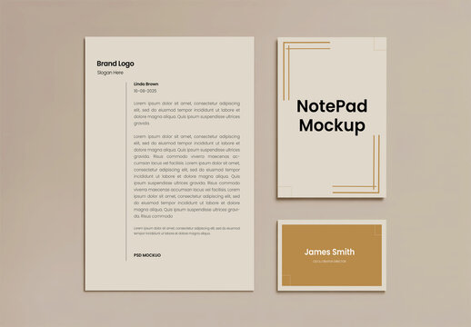 Stationery Mockup Set with Notepad and Business Card