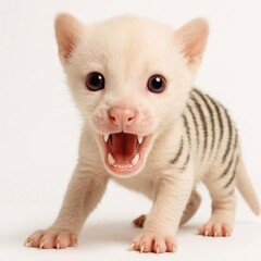 Fototapeta premium Albino baby Tazmanian tiger on white