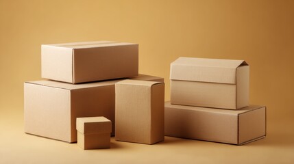Cardboard boxes styled product photography concept lifestyle packaging creativity design inspiration minimal modern organized arrangement image