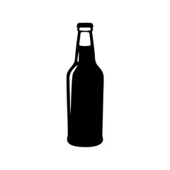 Isolated black beer bottle on white background suitable for logo creation